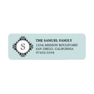 Classic monogram letter custom blue return address