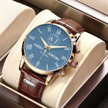 Classic Monogram Letters Couple’s Names Watch<br><div class="desc">Personalized Couple Names Initials Monogram Navy Watch – Elegant & Timeless Gift Celebrate love and style with this Custom Couple Names Initials Monogram Navy Watch, a perfect blend of elegance, sophistication, and personalization. Featuring a classic monogram design with your custom initials and names, this luxury wristwatch is a timeless keepsake...</div>