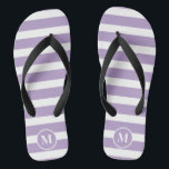Classic Monogram Lilac Purple and White Stripes  F Jandals<br><div class="desc">Classic Lilac purple and White Stripe Monogram Flip Flops</div>