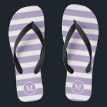 Classic Monogram Lilac Purple and White Stripes  F Jandals<br><div class="desc">Classic Lilac purple and White Stripe Monogram Flip Flops</div>