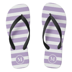 Classic Monogram Lilac Purple and White Stripes F Jandals