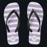 Classic Monogram Lilac Purple and White Stripes  Jandals<br><div class="desc">Classic Lilac purple and White Stripe Monogram Flip Flops</div>