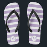 Classic Monogram Lilac Purple and White Stripes  Jandals<br><div class="desc">Classic Lilac purple and White Stripe Monogram Flip Flops</div>