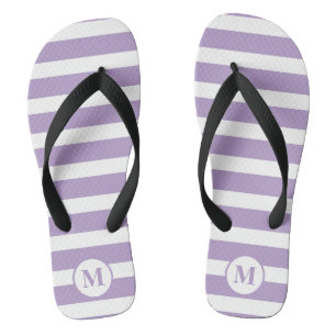 Classic Monogram Lilac Purple and White Stripes  Jandals