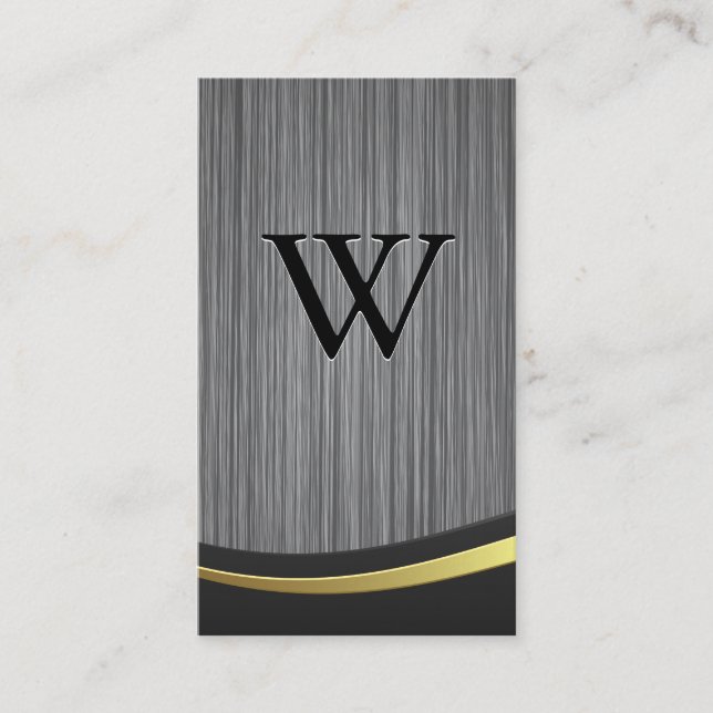 Classic Monogram Metal Background Business Card (Front)
