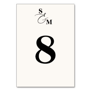 Classic Monogram Modern Ampersand Wedding Table Number