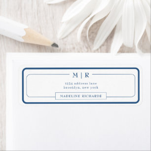 Classic Monogram Navy Blue Border Address