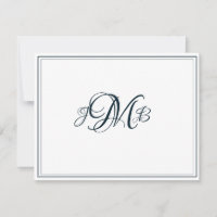 Classic Monogram Navy & White Flourish Script 