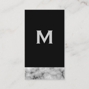 Classic Monogram on Black and Marble Trim Business Card
