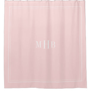 Classic Monogram on Petal Pink Custom Colour Shower Curtain