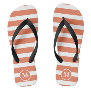 Classic Monogram Orange and White Stripes Flip Flo Jandals
