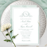 Classic Monogram Pale Green Watercolor Wedding Invitation<br><div class="desc">Delight friends and family with this elegant wedding invitation showcasing exquisite fine hand drawn leafy botanical monogram with bride and groom's initials. Front invitation trimmed with thin pale green hues watercolor frame, while invitation's back featuring beautiful watercolor wash in pale, light green sage hues. Clean and simple design full of...</div>