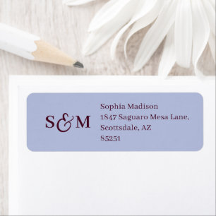 Classic Monogram Periwinkle Wedding Return Address