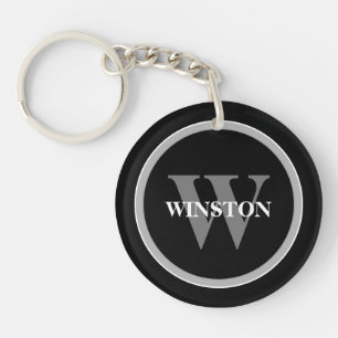 Classic Monogram: Personalised Black, White, and G Key Ring