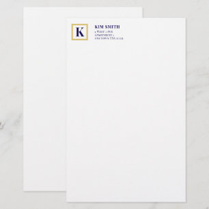 Classic Monogram Personalised Stationery Gold &