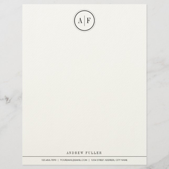 Classic Monogram Personalized Letterhead (Front)