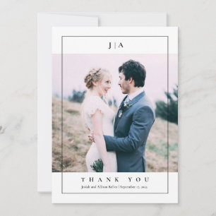 Classic Monogram Photo Wedding Thank You Card