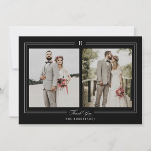 Classic Monogram Photo Wedding Thank You Card