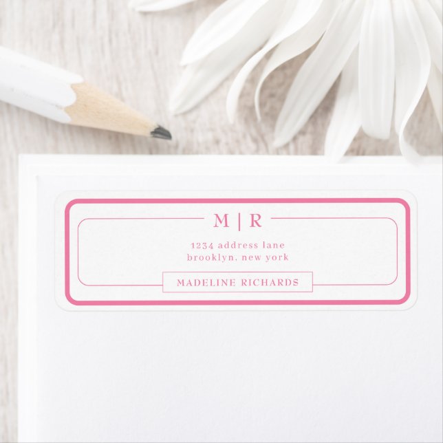 Classic Monogram Pink Border Address (Insitu)