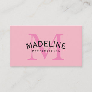 Classic Monogram Pink with Arc Text Business Card