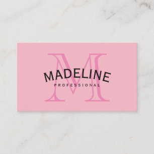Classic Monogram Pink with Arc Text Business Card