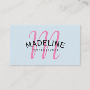 Classic Monogram Pink with Arc Text Business Card