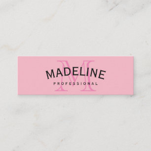 Classic Monogram Pink with Arc Text Mini Business Card