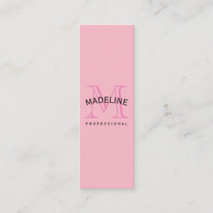 Classic Monogram Pink with Arc Text Mini Business Card