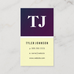 Classic Monogram Purple Yellow Pattern Business Card