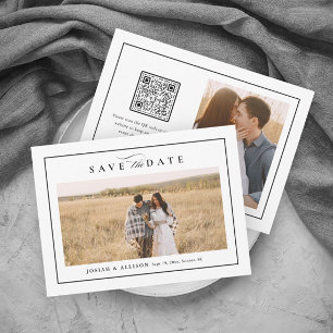 Classic Monogram QR Code 2 Photo Wedding Save The Date
