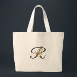 Classic monogram R red white flower mother gift  Large Tote Bag<br><div class="desc">Looking for the perfect Mother's Day gift? This Classic Monogram Tote Bag might be just the thing! Imagine Mom's happy smile when she opens it. It's adorned with the prettiest red and white watercolor flowers and personalized just for her with her monogram – so thoughtful, right? And the best part?...</div>