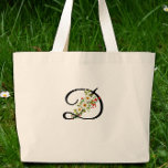 Classic monogram  red white flower mother gift large tote bag<br><div class="desc">Looking for a Mother's Day gift that's both beautiful and useful? This Classic Monogram Tote Bag is just the thing! Imagine the smile on Mom's face when she sees this roomy tote, adorned with a charming monogram and lovely red and white watercolor flowers. It's not just gorgeous, it's incredibly practical...</div>