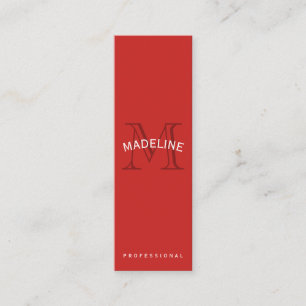 Classic Monogram Red with Arc Text Mini Business Card