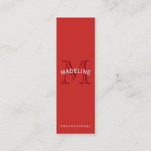 Classic Monogram Red with Arc Text Mini Business Card