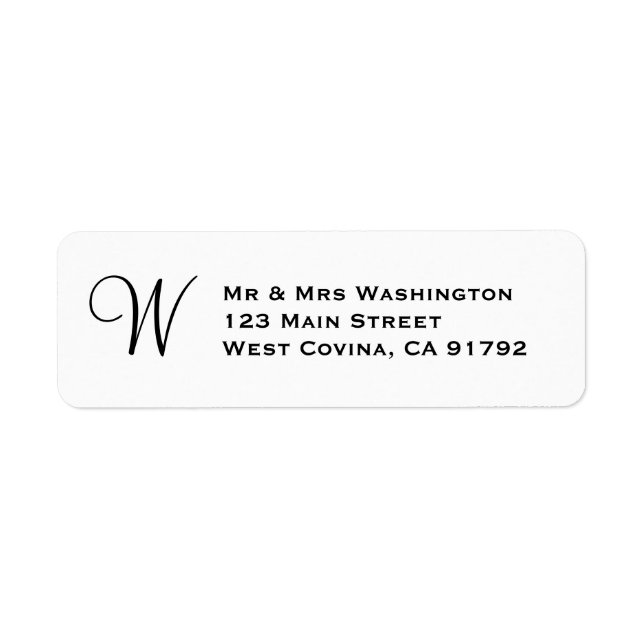 Classic Monogram Return Address Label Template (Front)