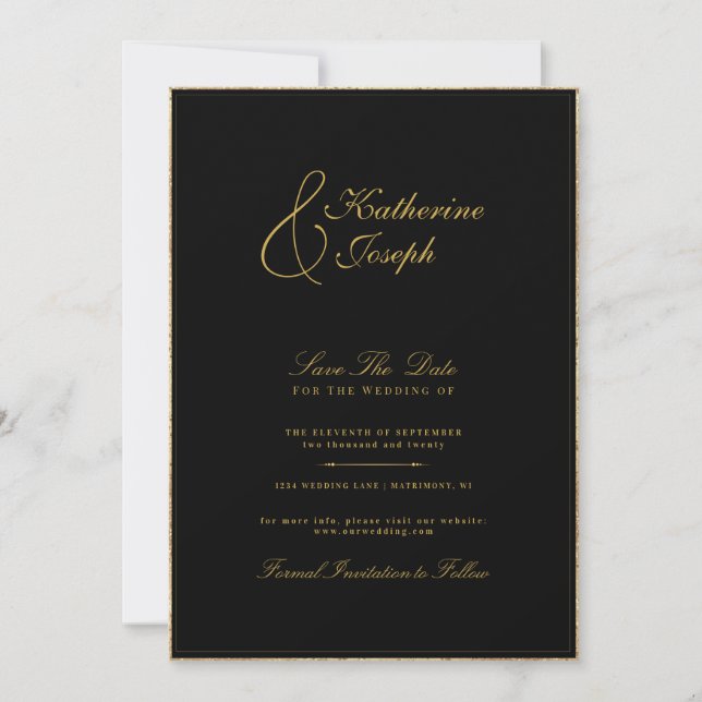 CLASSIC MONOGRAM ROMANTIC CALLIGRAPHY SAVETHE DATE INVITATION (Front)