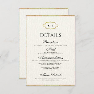 CLASSIC MONOGRAM & ROMANTIC CALLIGRAPHY WEDDING  ENCLOSURE CARD