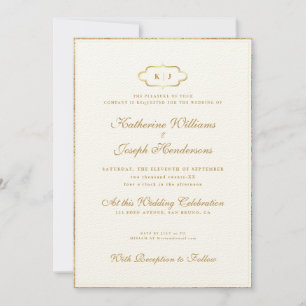 CLASSIC MONOGRAM & ROMANTIC CALLIGRAPHY WEDDING INVITATION