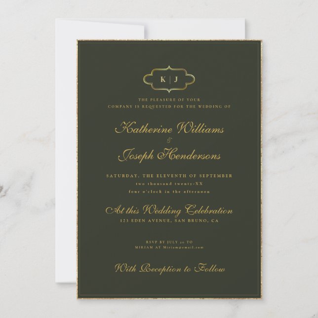 CLASSIC MONOGRAM & ROMANTIC CALLIGRAPHY WEDDING INVITATION (Front)