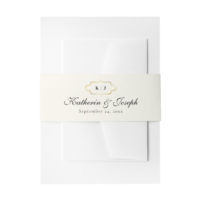 CLASSIC MONOGRAM & ROMANTIC CALLIGRAPHY WEDDING INVITATION BELLY BAND (Front Example)