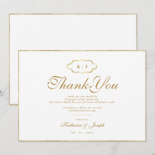 CLASSIC MONOGRAM & ROMANTIC CALLIGRAPY THANK YOU CARD