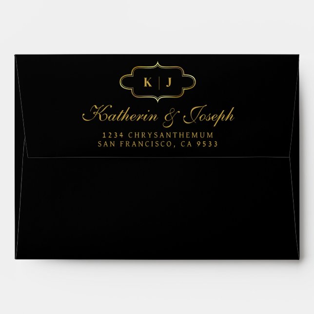 CLASSIC MONOGRAM & ROMANTIC CALLIGRAPY WEDDING ENVELOPE (Back (Top Flap))