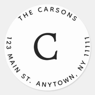 Classic Monogram Round Return Address Label