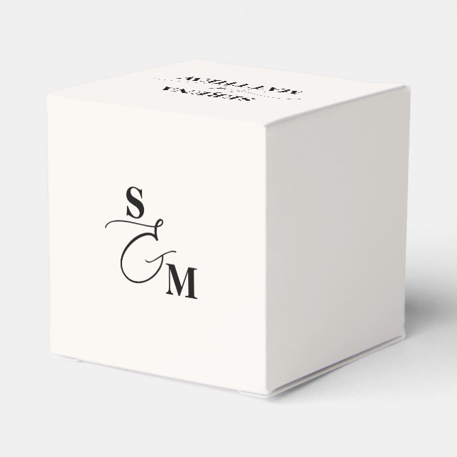 Classic Monogram Script Ampersand Wedding Favour Box (Back Side)