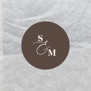 Classic Monogram Script Ampersand Wedding Round Sticker