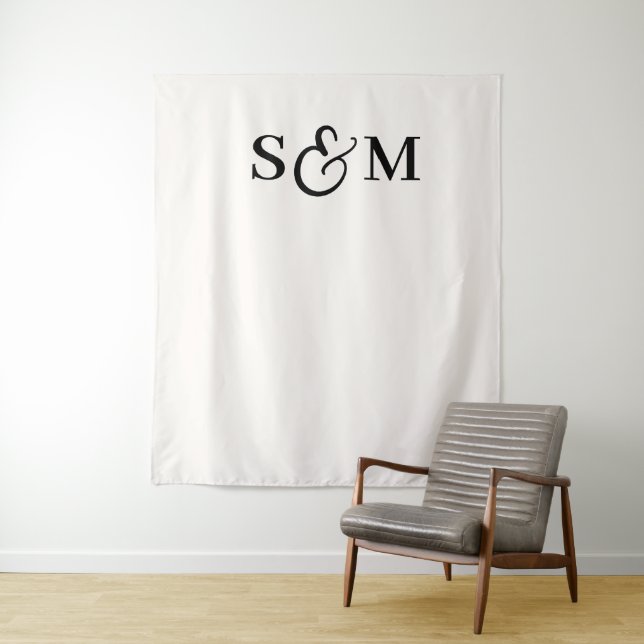 Classic Monogram Script Ampersand Wedding Tapestry (In Situ)
