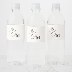 Classic Monogram Script Ampersand Wedding Water Bottle Label