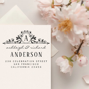 Classic Monogram Script Names Bold Return Address Rubber Stamp