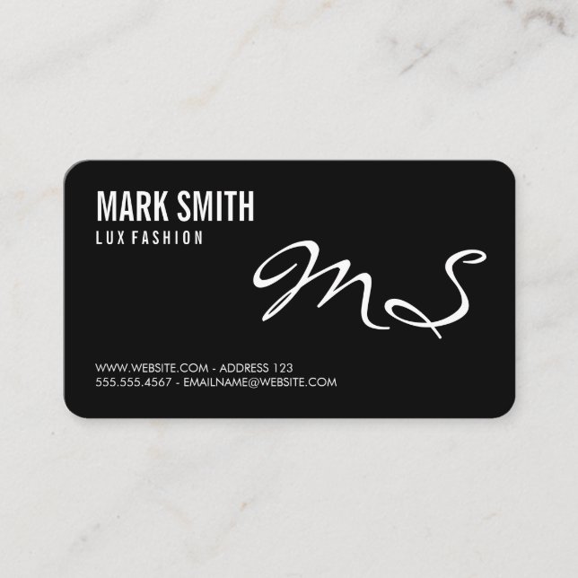 Classic Monogram (script type) Business Card (Front)