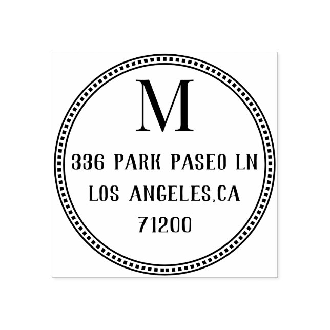 Classic Monogram Seal Round Return Address Rubber  Stamp (Imprint)